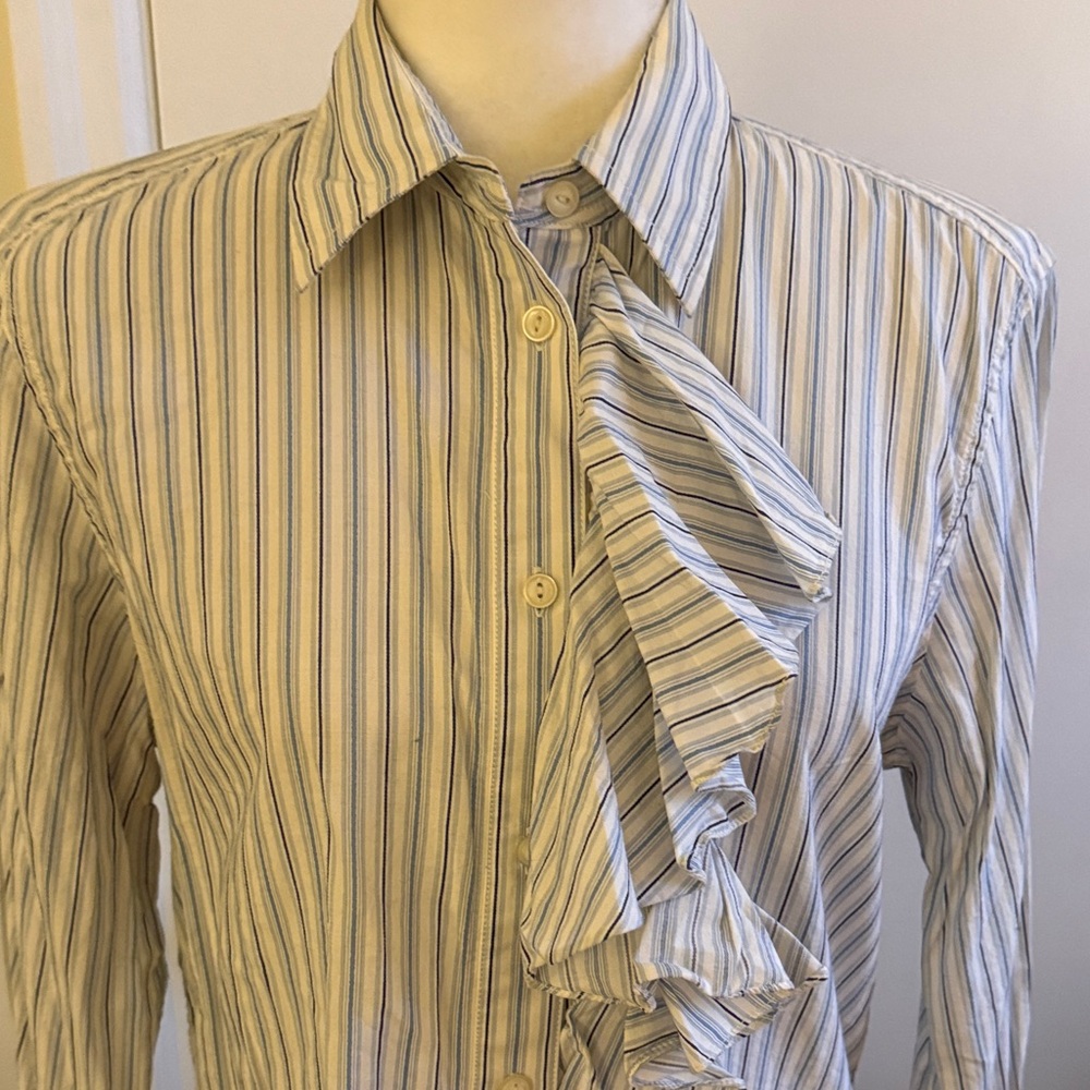 Ralph Lauren Striped Shirt w/ Ruffle EUC Sz. Lg